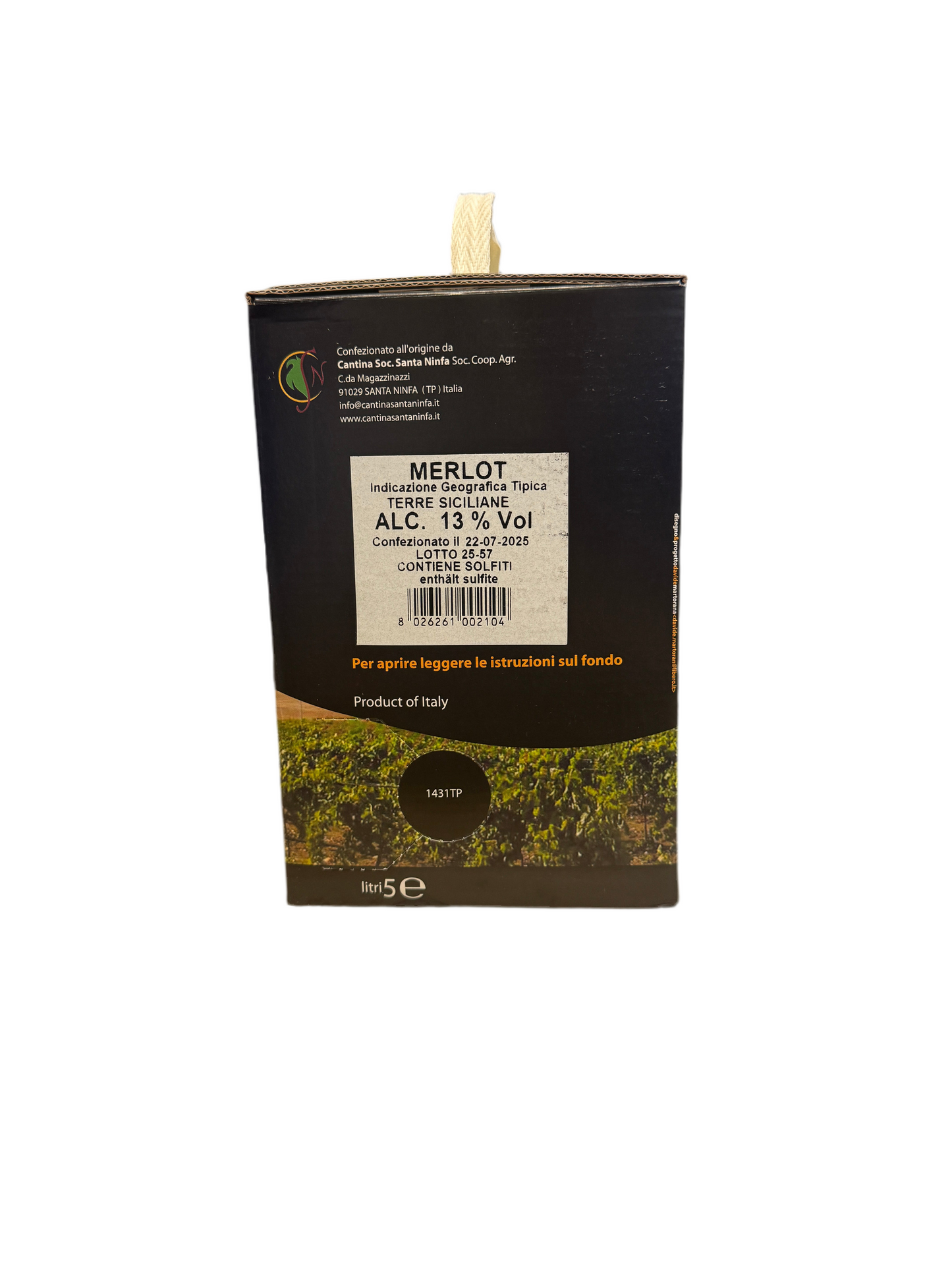 Viticoltori della Ninfa – Merlot IGP Terre Siciliane 5 Liter Bag in Box