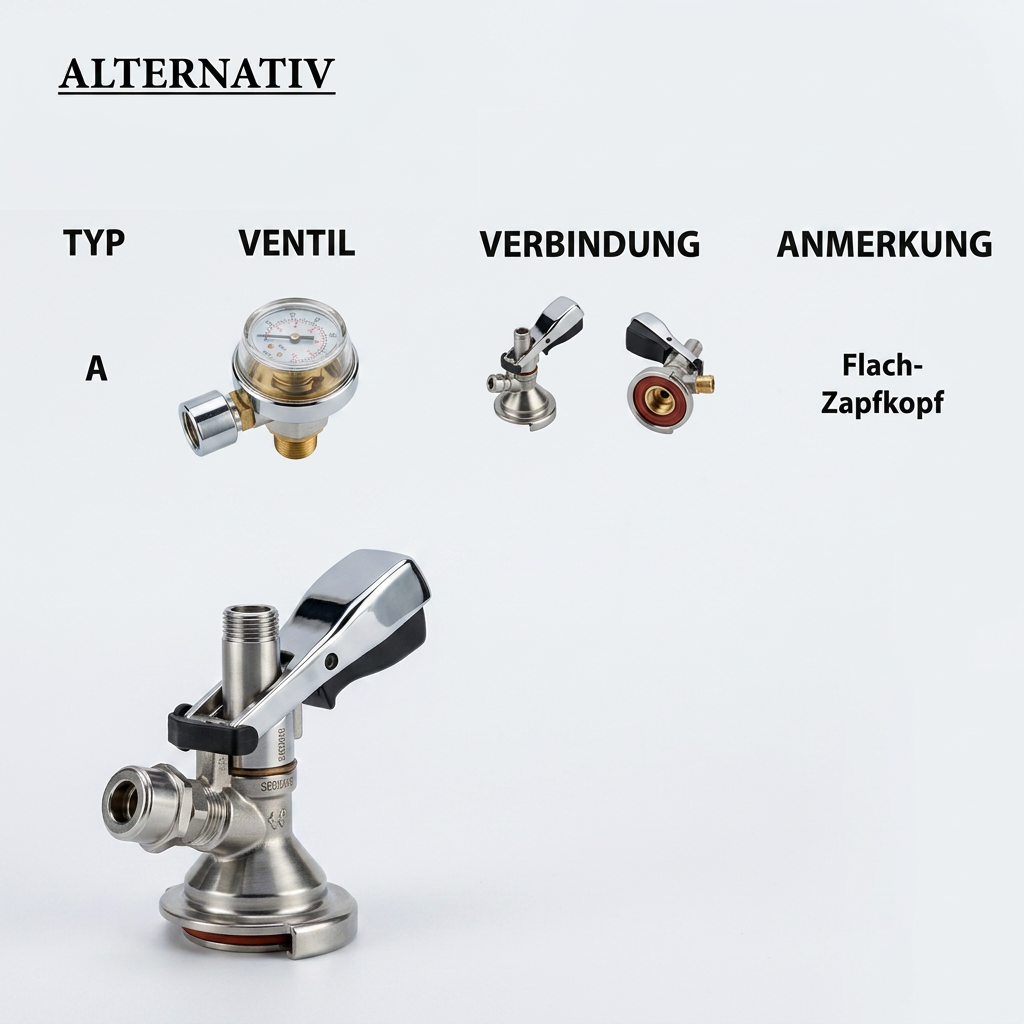 Anschluss Ventiltyp A – Flach-Zapfkopf für das 24-Liter-Einweg-Keg