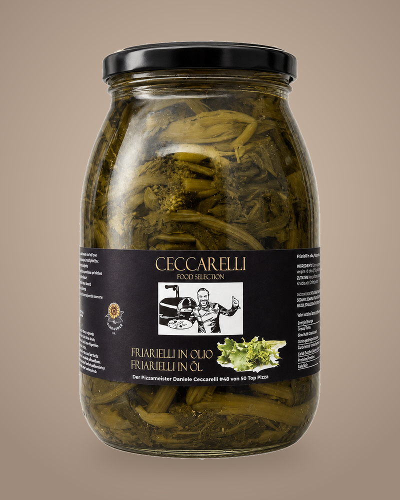 Ceccarelli Friarielli in Olio, Glas mit neapolitanischem Brokkoli in Öl, 1000 g