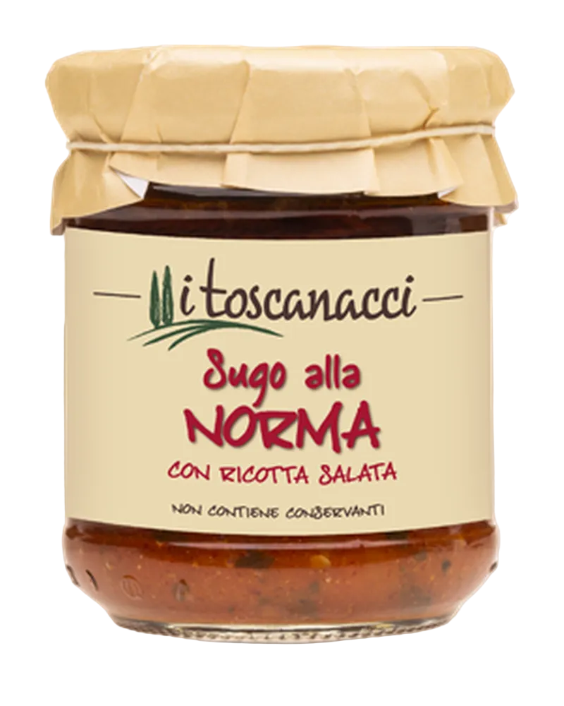 I Toscanacci Sugo alla Norma con Ricotta Salata (Tomatensauce mit Auberginen) 180 g Freisteller