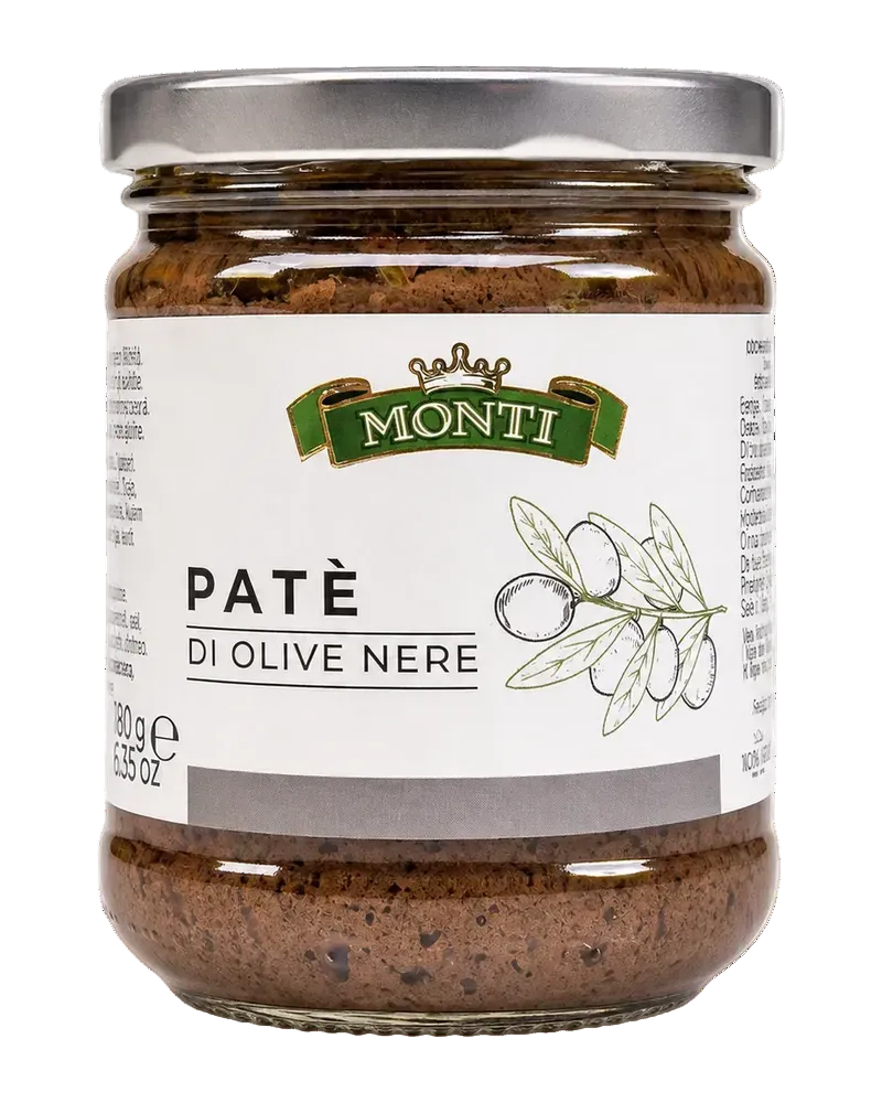 Monti Patè di Olive Nere (Schwarze Oliven-Creme) 180 g Freisteller