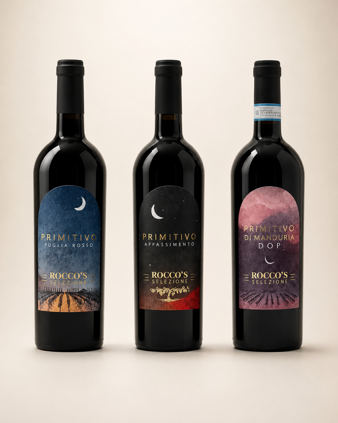 Roccos Selezione Probierpaket │ Drei Spitzen‑Primitivo aus Puglia