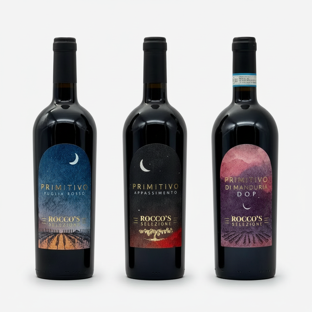 Roccos Selezione Probierpaket │ Drei Spitzen‑Primitivo aus Puglia