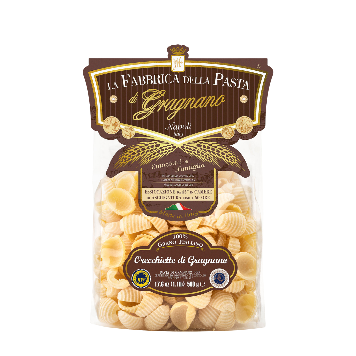 Le Orecchiette rigate IGP 500 g – Verpackung