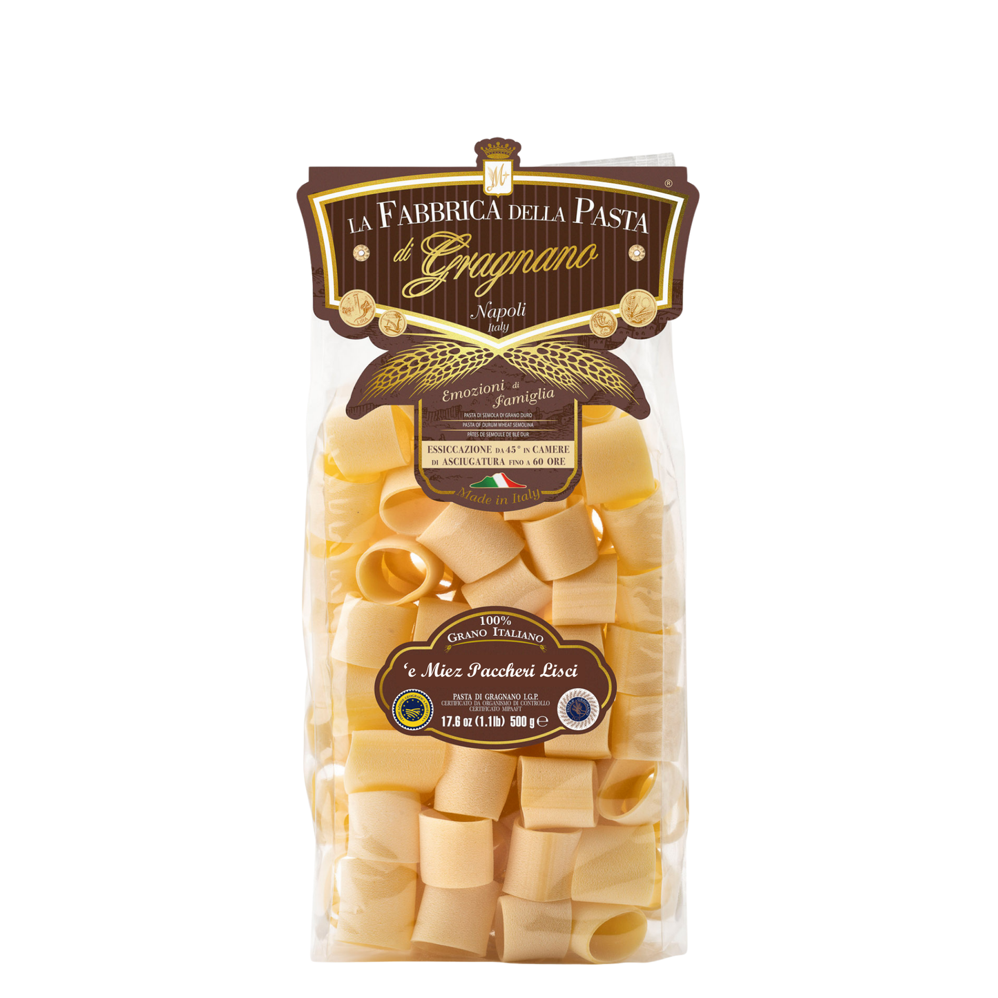 'e Miez Paccheri lisci IGP 500 g – Verpackung