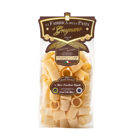 'e Miez Paccheri di Gragnano rigati IGP 500 g – Verpackung