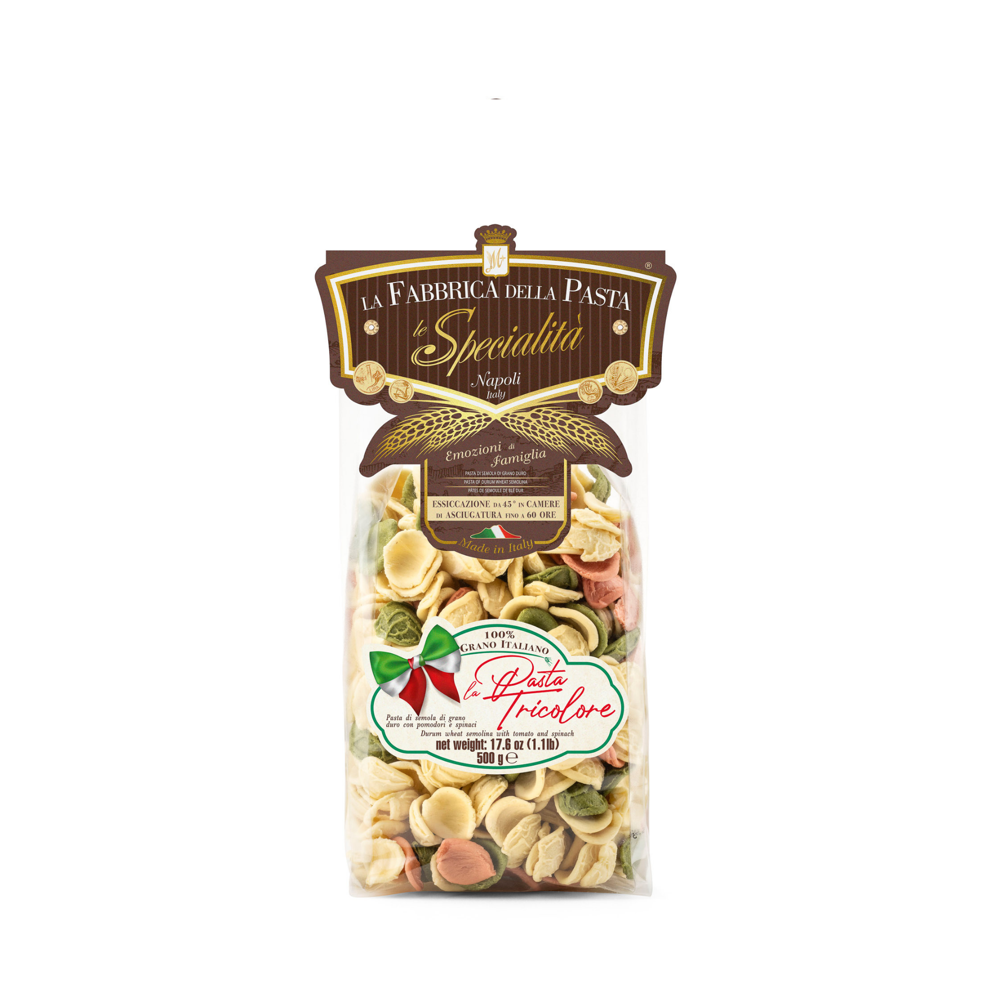 Orecchiette artigianali tricolore 500 g – Verpackung