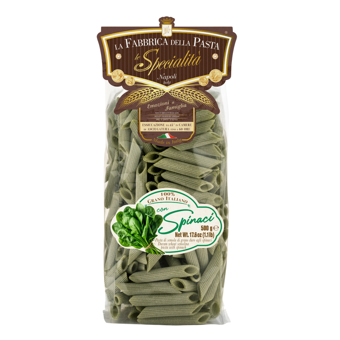 Penne rigate agli spinaci 500 g – Verpackung
