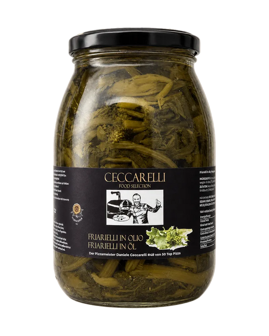 Ceccarelli Friarielli in Olio, Glas mit neapolitanischem Brokkoli in Öl, 1000 g