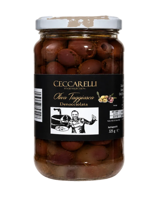 Ceccarelli Oliva Taggiasca Denocciolata, Glas mit entkernten Taggiasca-Oliven, 325 g