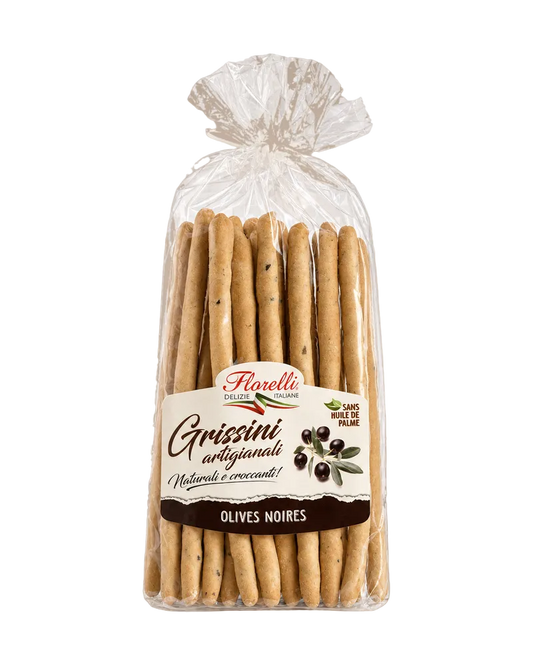 Florelli Grissini artigianali mit schwarzen Oliven, Beutel 300 g