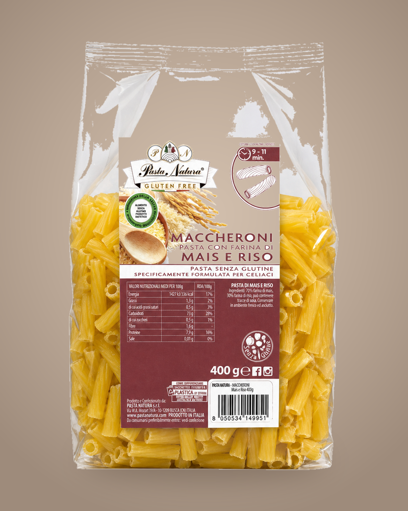Pasta Natura Maccheroni Mais und Reis glutenfrei, Packung 400 g