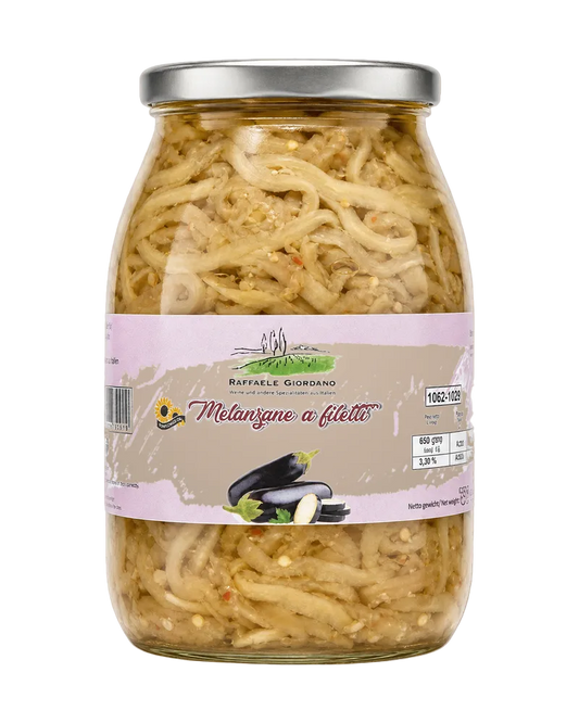 Raffaele Giordano Melanzane a Filetti, Glas mit filetierten Auberginen in Öl, 1000 g