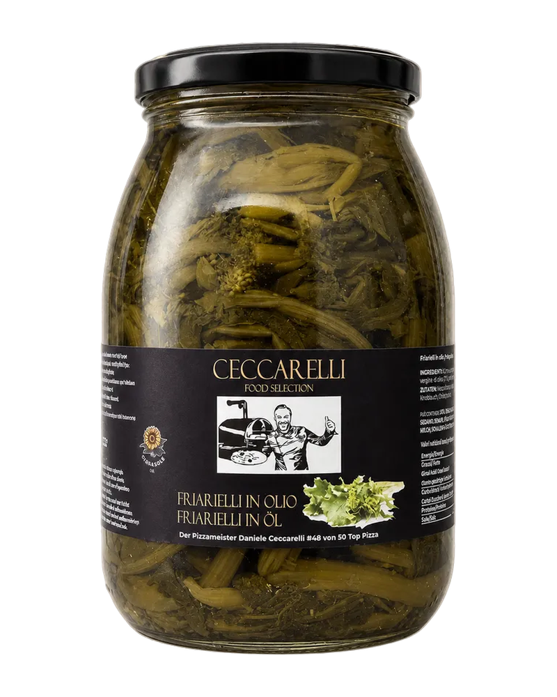 Ceccarelli Friarielli in Olio neapolitanischer Brokkoli in Öl 1000 g Freisteller