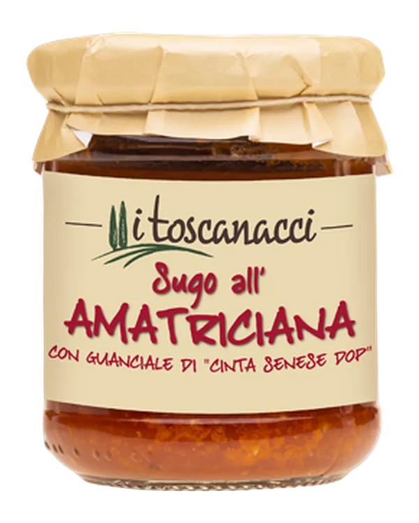 I Toscanacci Sugo all'Amatriciana con Guanciale da Cinta Senese DOP 180 g Freisteller