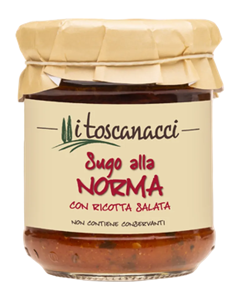 I Toscanacci Sugo alla Norma con Ricotta Salata (Tomatensauce mit Auberginen) 180 g Freisteller