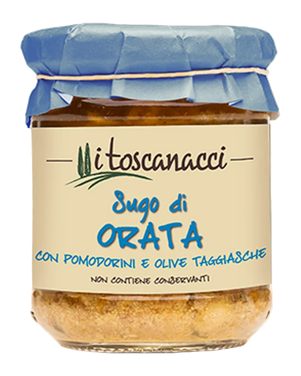 I Toscanacci Sugo di Orata con Pomodorini e Olive Taggiasche (Doraden-Sauce) 180 g Freisteller