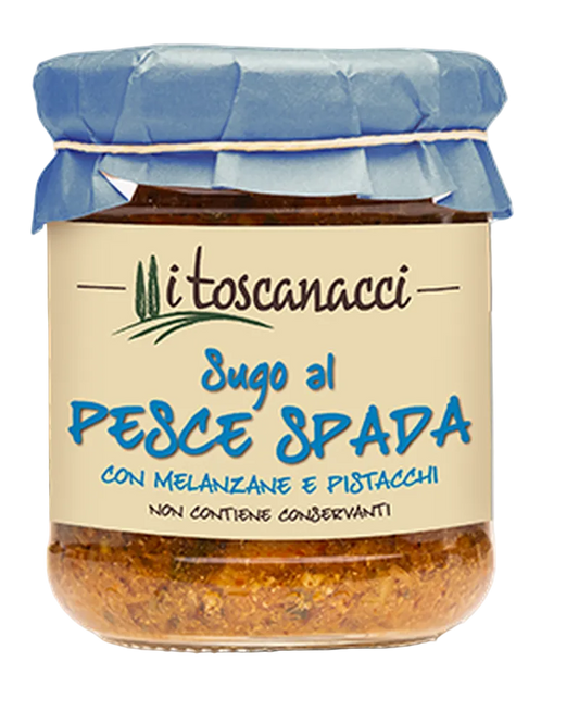 I Toscanacci Sugo al Pesce Spada con Melanzane e Pistacchi (Schwertfisch-Sauce) 180 g Freisteller