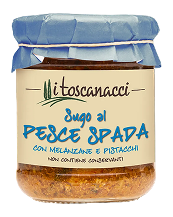 I Toscanacci Sugo al Pesce Spada con Melanzane e Pistacchi (Schwertfisch-Sauce) 180 g Freisteller