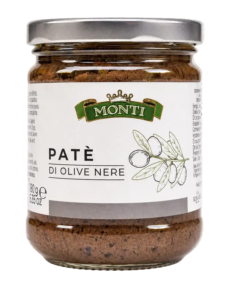 Monti Patè di Olive Nere (Schwarze Oliven-Creme) 180 g Freisteller