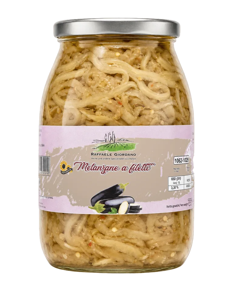 Raffaele Giordano Melanzane a Filetti filetierte Auberginen in Öl 1000 g Freisteller