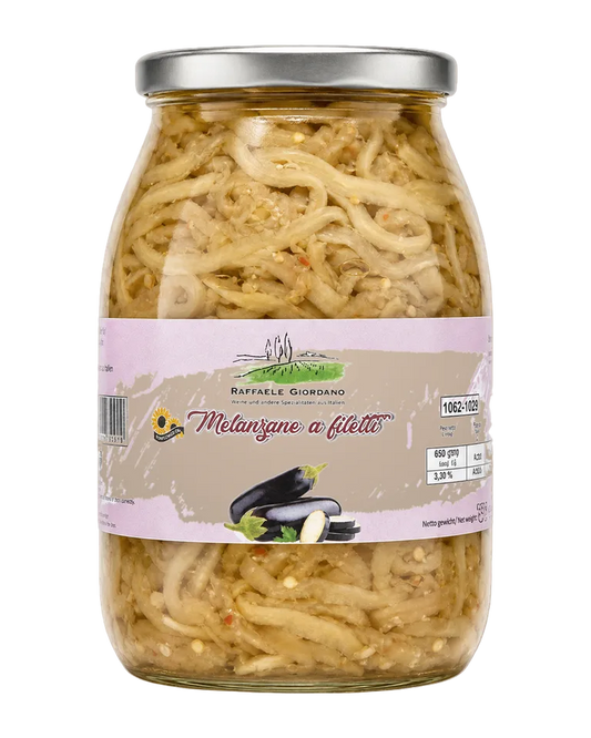 Raffaele Giordano Melanzane a Filetti filetierte Auberginen in Öl 1000 g Freisteller