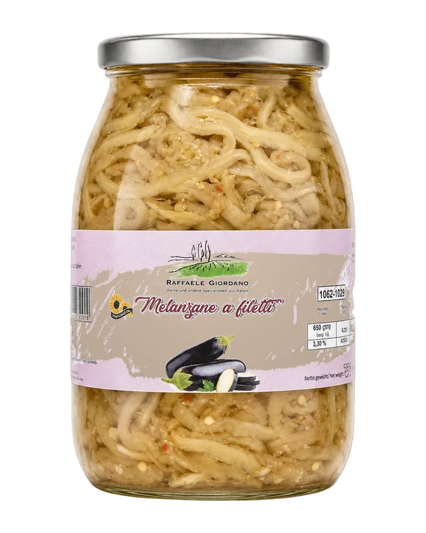 Raffaele Giordano Melanzane a Filetti filetierte Auberginen in Öl 1000 g Freisteller